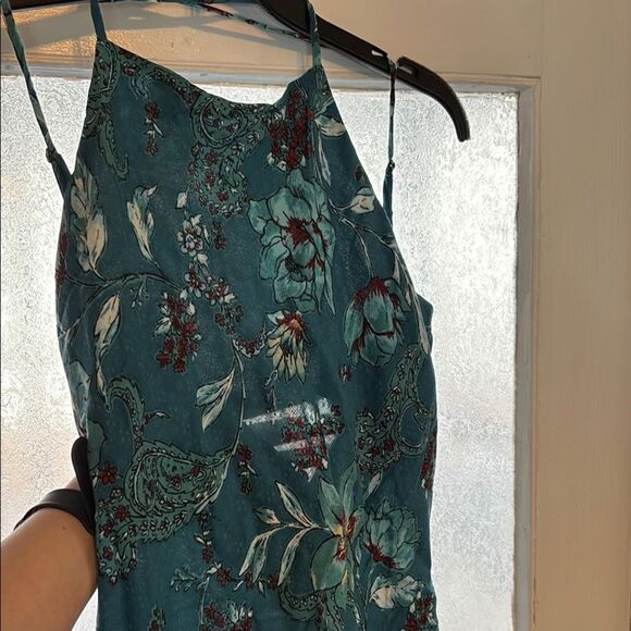 NWT Band of the Free Elegant Teal Floral Slip Spaghetti Strap Dress Size Medium - Picture 2 of 7